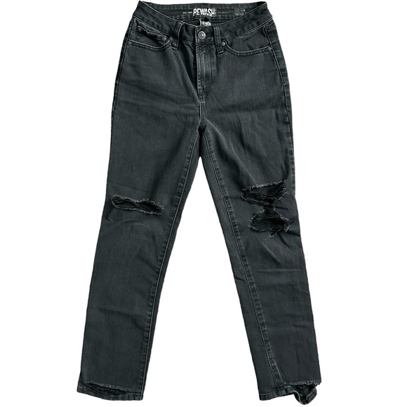 Rewash Denim - Rewash size 0/24 high rise vintage reunion distressed skinny jeans black